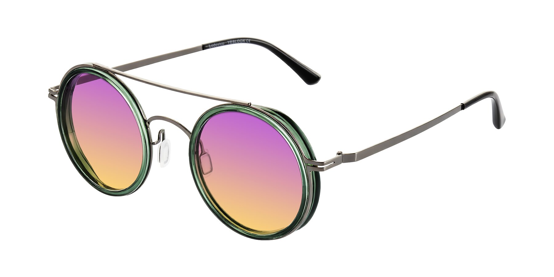 Angle of Lodovico in Transparent Green with Purple / Yellow Gradient Lenses