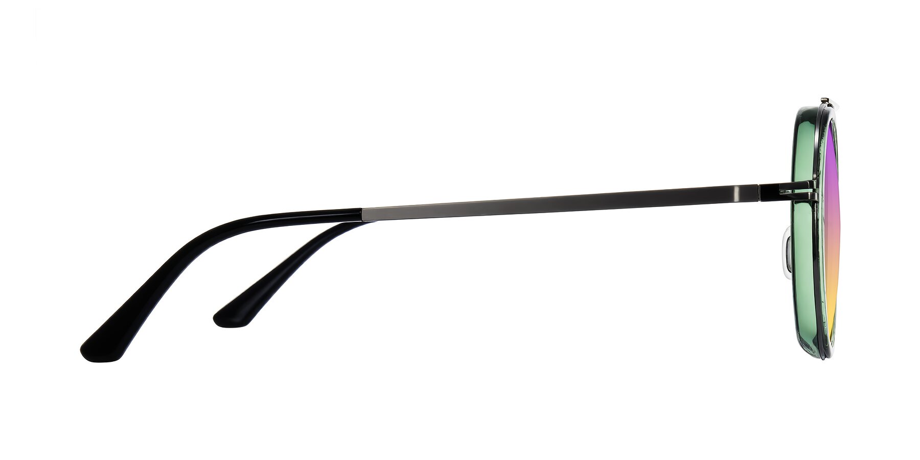 Side of Lodovico in Transparent Green with Purple / Yellow Gradient Lenses