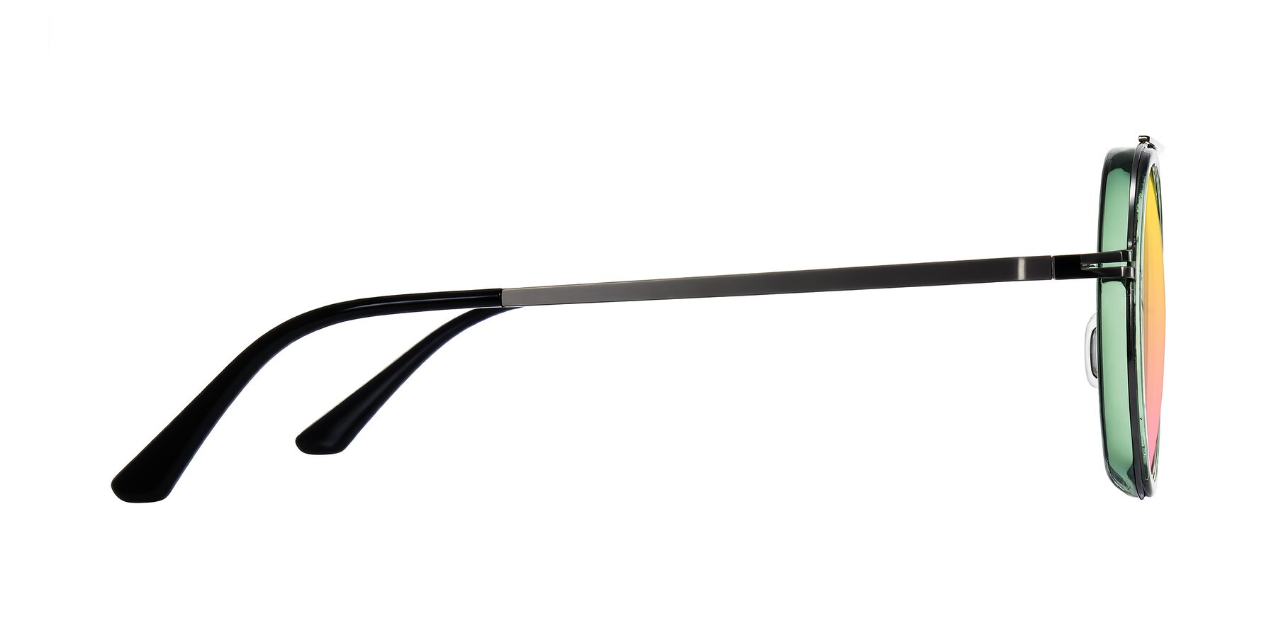 Side of Lodovico in Transparent Green with Yellow / Pink Gradient Lenses