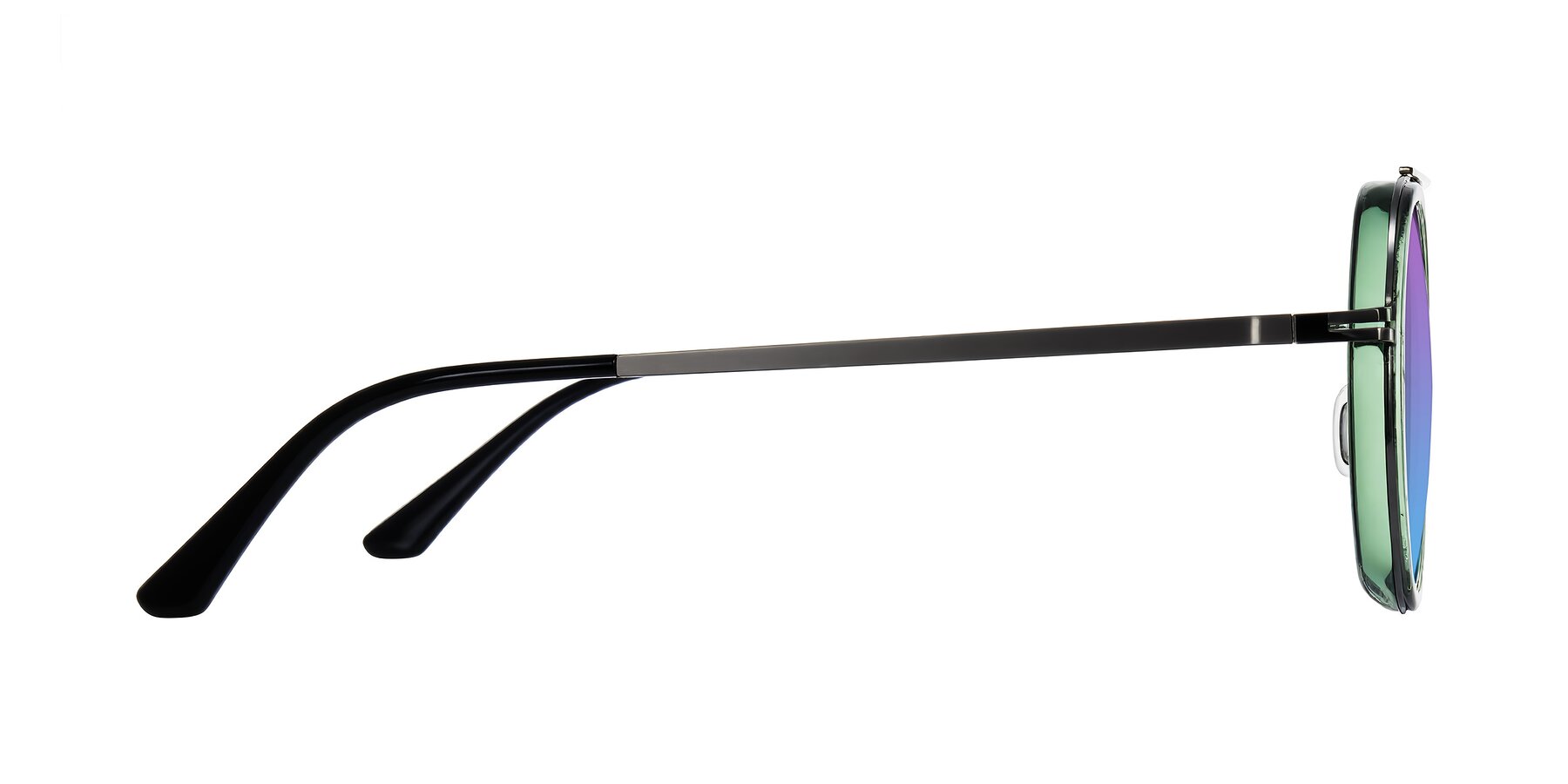 Side of Lodovico in Transparent Green with Purple / Blue Gradient Lenses