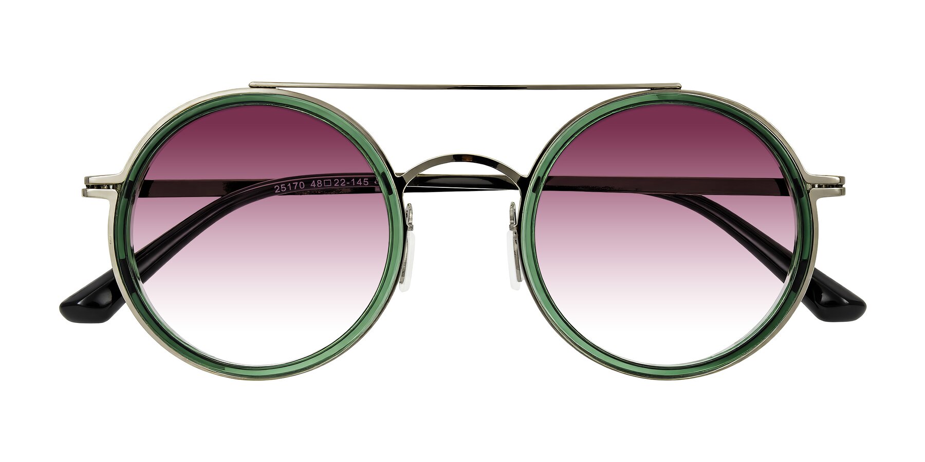 Folded Front of Lodovico in Transparent Green with Wine Gradient Lenses