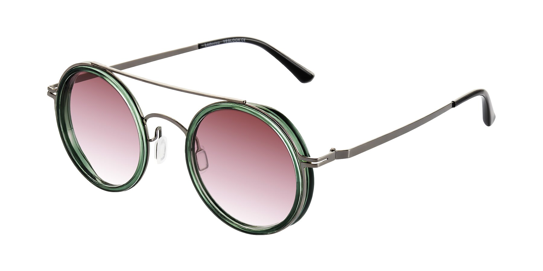 Angle of Lodovico in Transparent Green with Garnet Gradient Lenses
