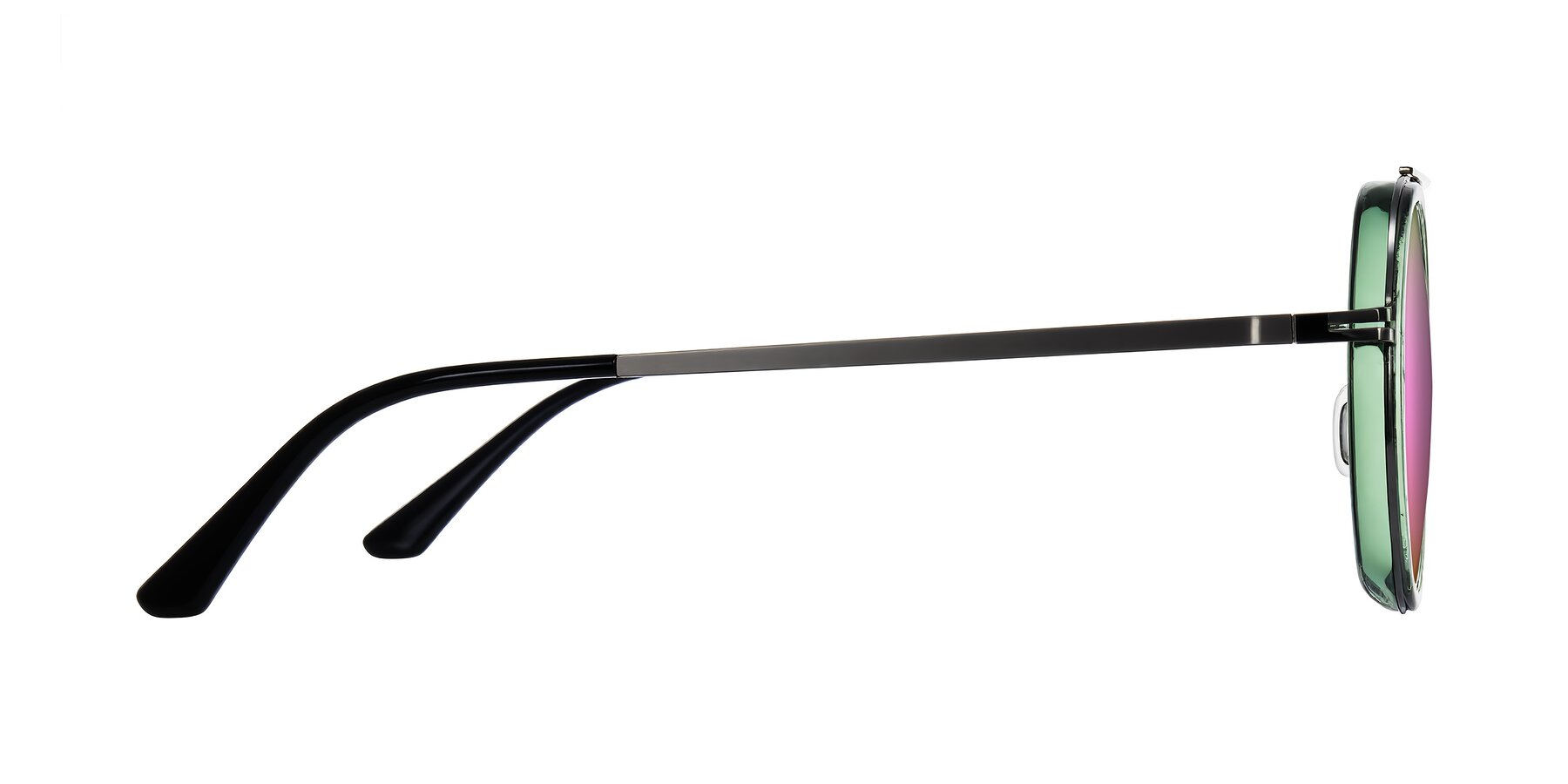 Side of Lodovico in Transparent Green with Pink Mirrored Lenses