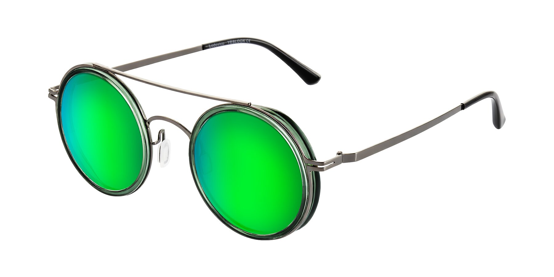 Angle of Lodovico in Transparent Green with Green Mirrored Lenses