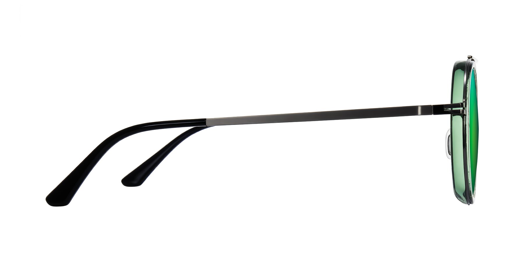 Side of Lodovico in Transparent Green with Green Mirrored Lenses