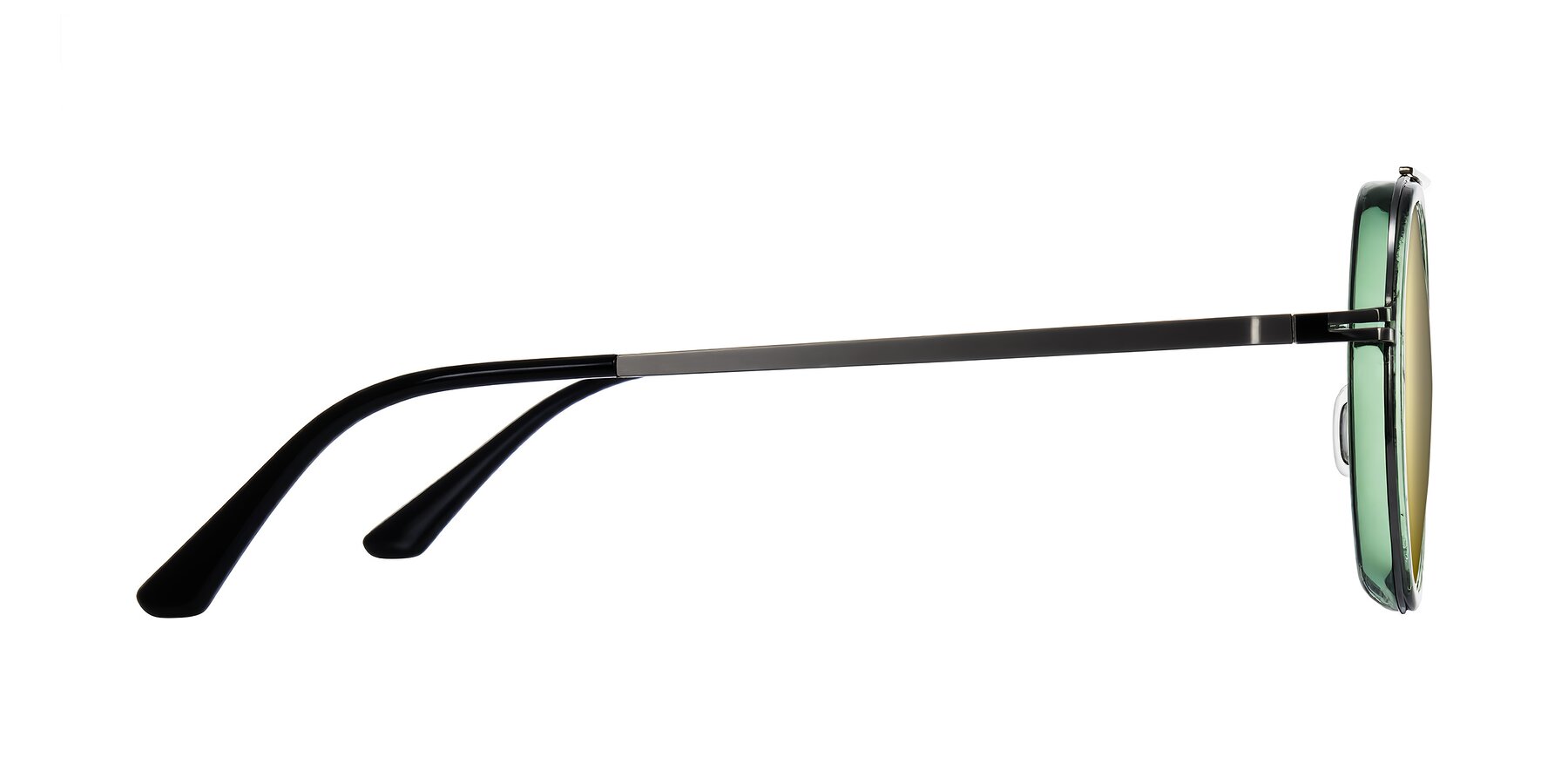 Side of Lodovico in Transparent Green with Gold Mirrored Lenses