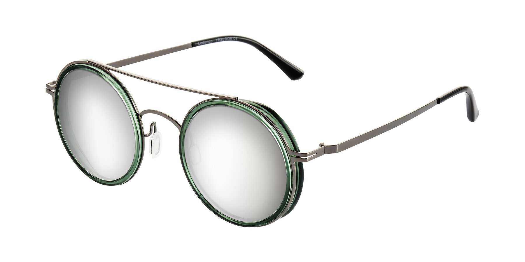 Angle of Lodovico in Transparent Green with Silver Mirrored Lenses