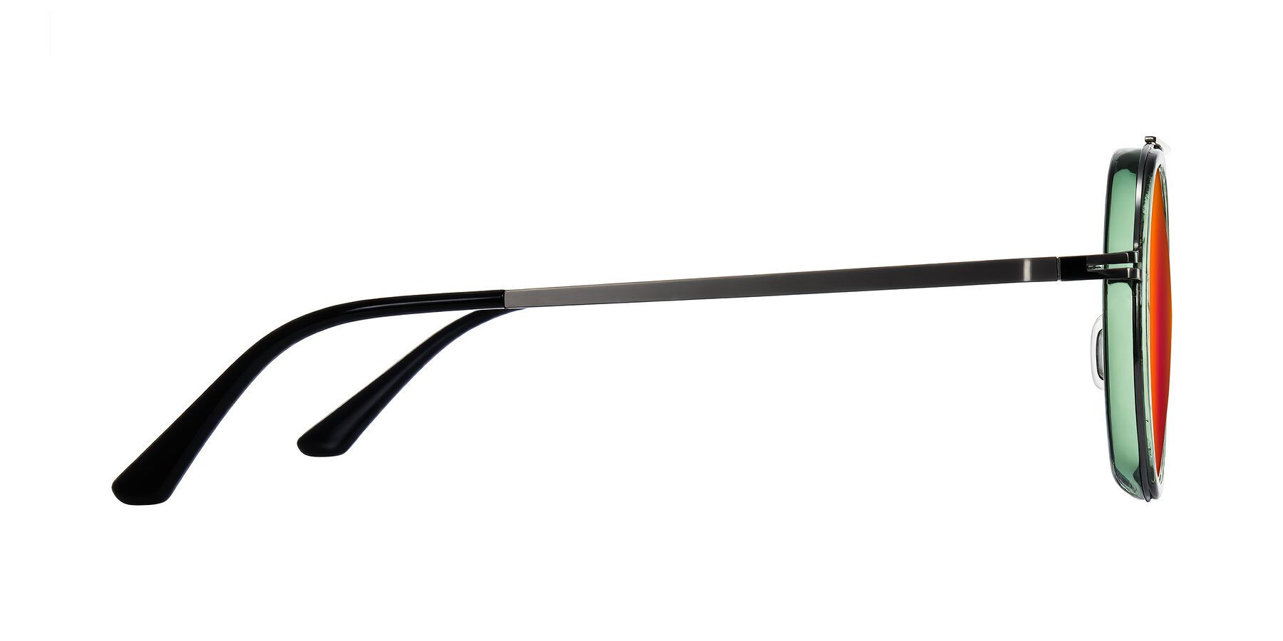 Side of Lodovico in Transparent Green with Red Gold Mirrored Lenses