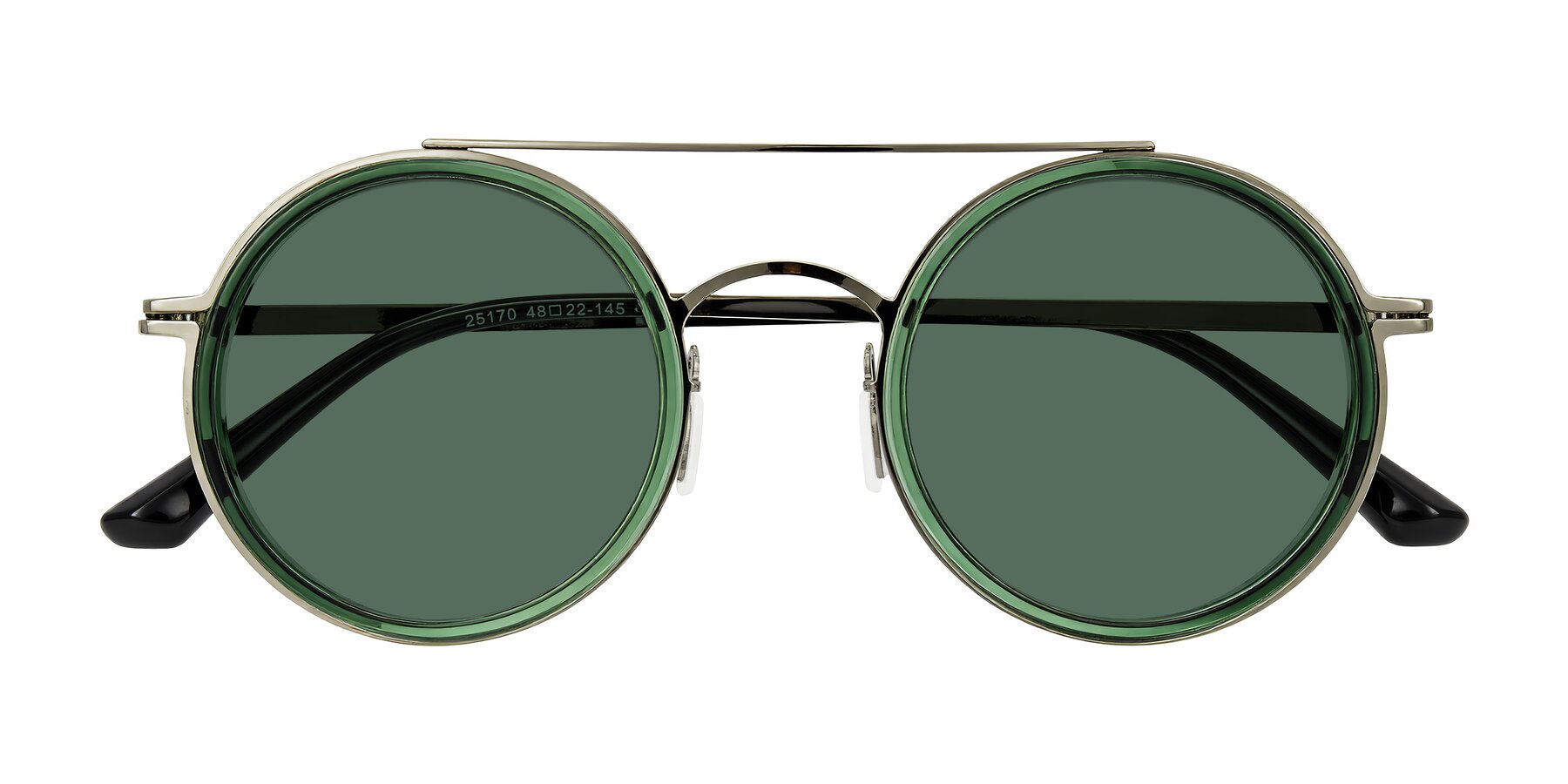 Folded Front of Lodovico in Transparent Green with Green Polarized Lenses