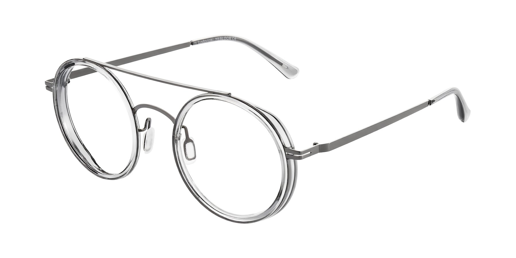 Angle of Lodovico in Transparent Gray with Clear Eyeglass Lenses