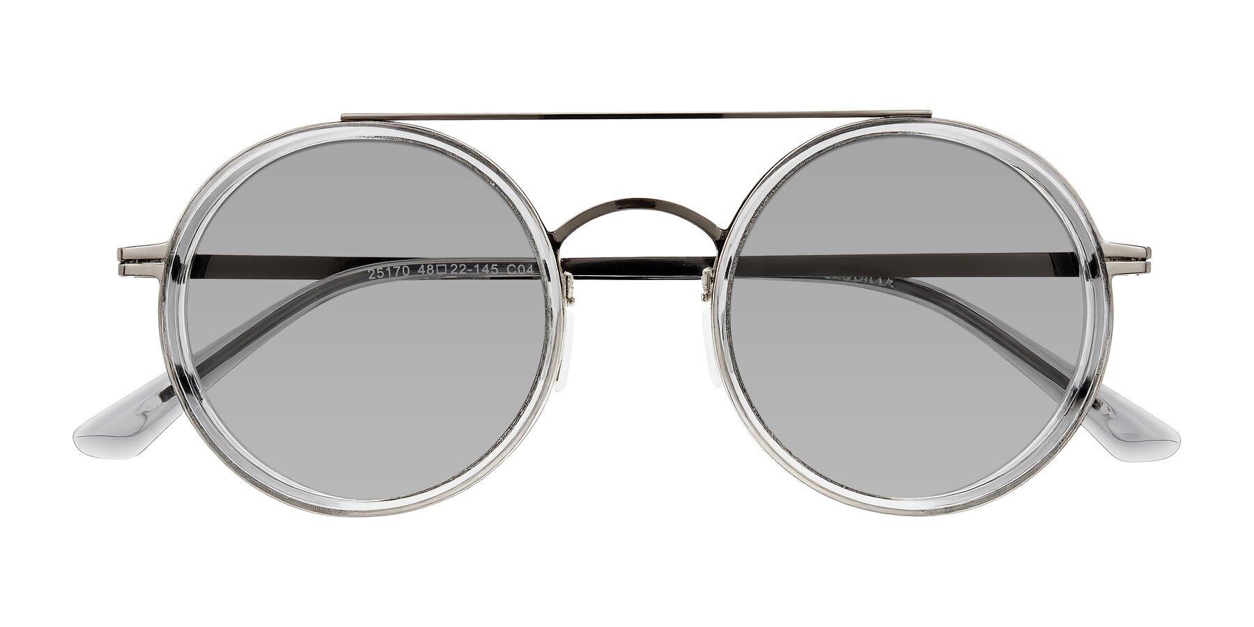 Folded Front of Lodovico in Transparent Gray with Light Gray Tinted Lenses