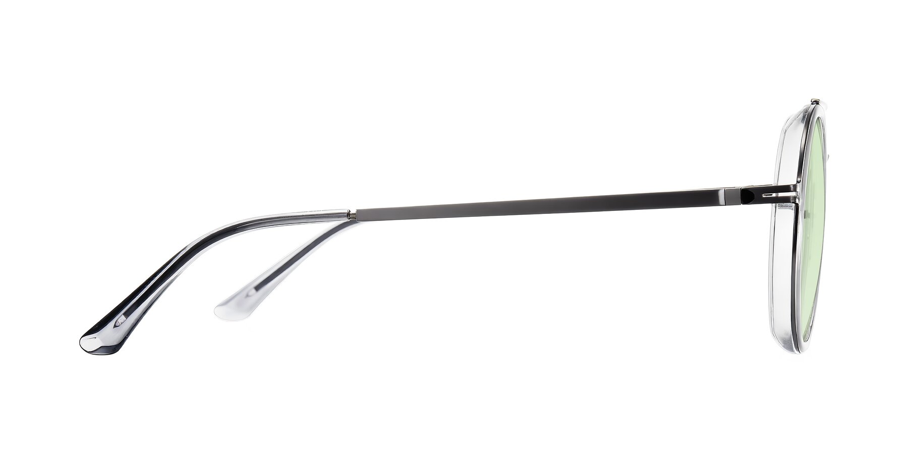 Side of Lodovico in Transparent Gray with Light Green Tinted Lenses