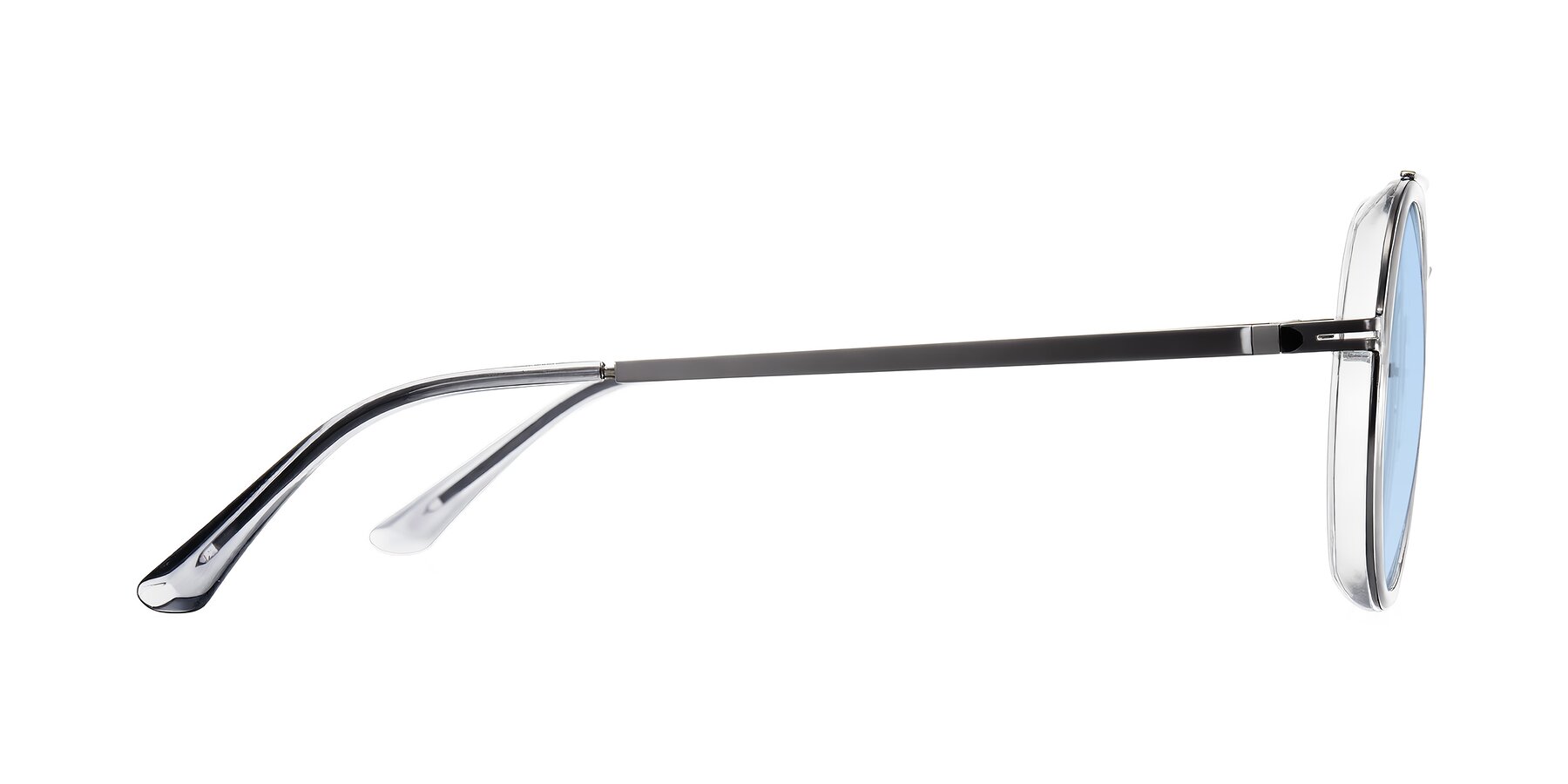 Side of Lodovico in Transparent Gray with Light Blue Tinted Lenses