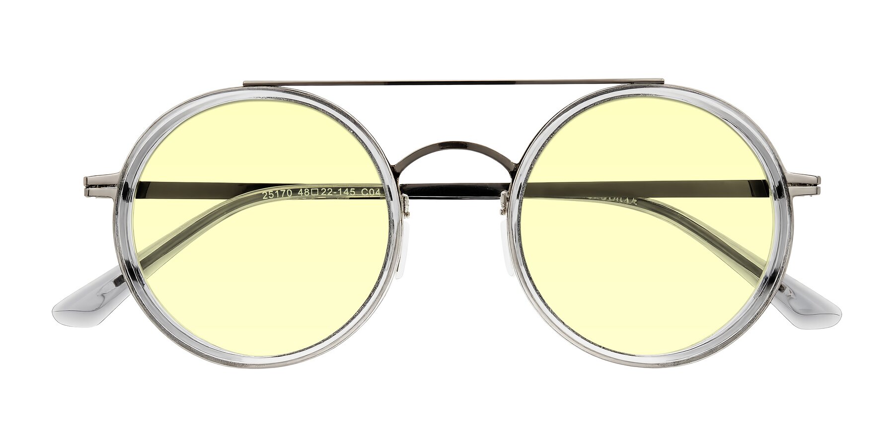 Folded Front of Lodovico in Transparent Gray with Light Yellow Tinted Lenses