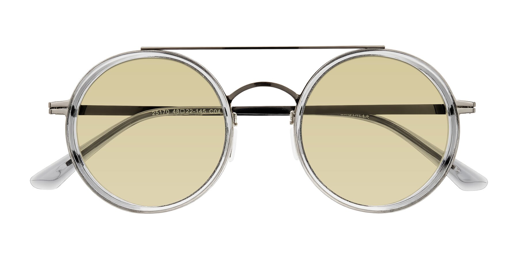 Folded Front of Lodovico in Transparent Gray with Light Champagne Tinted Lenses