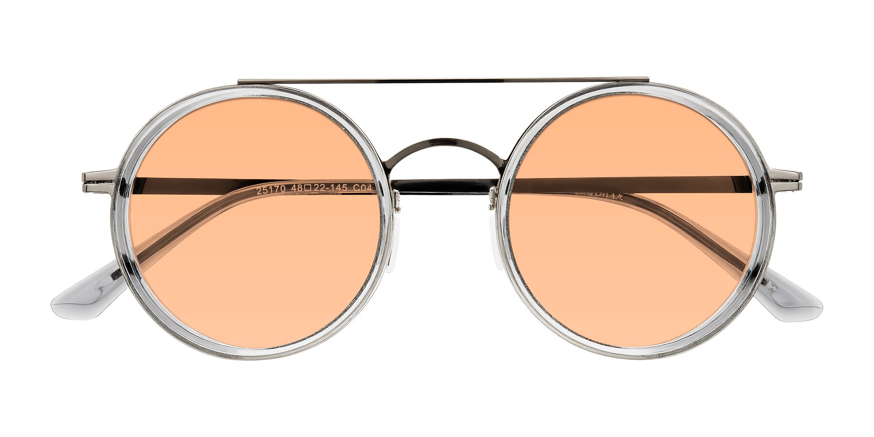 Folded Front of Lodovico in Transparent Gray with Light Orange Tinted Lenses