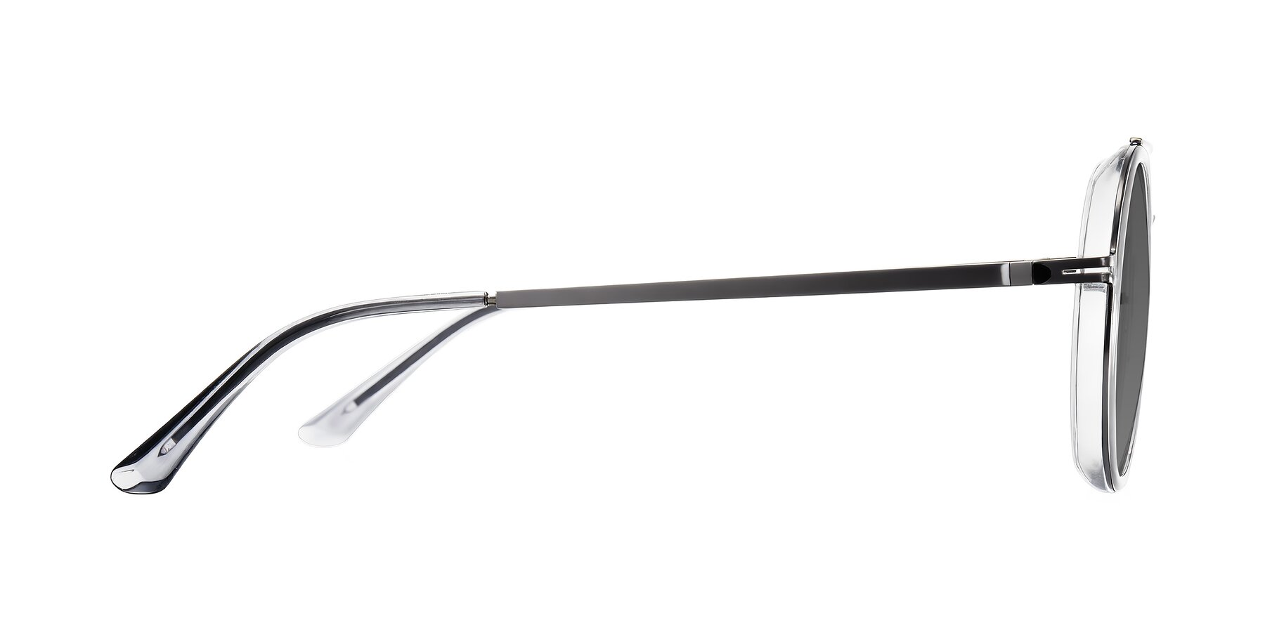 Side of Lodovico in Transparent Gray with Medium Gray Tinted Lenses