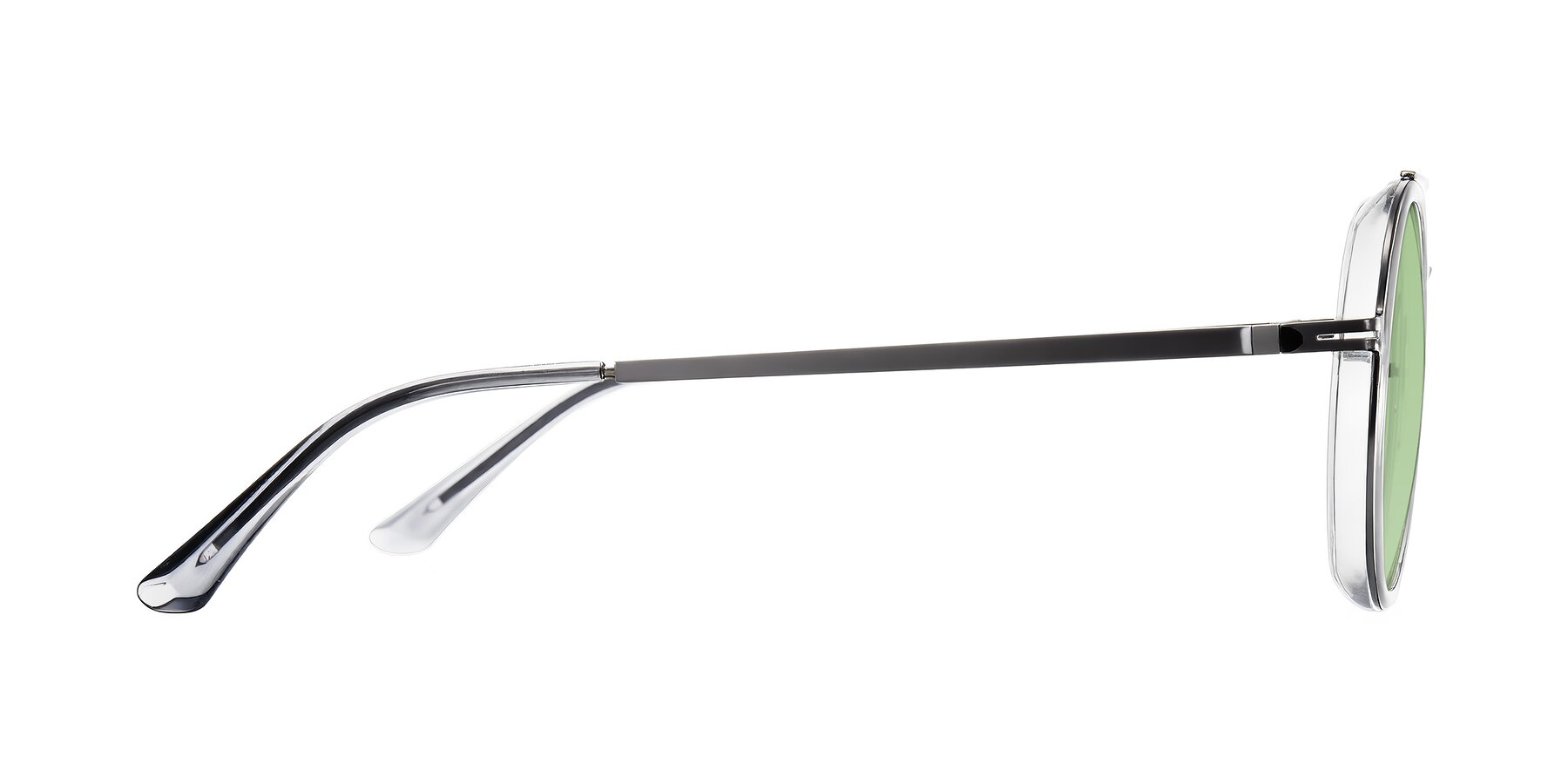 Side of Lodovico in Transparent Gray with Medium Green Tinted Lenses