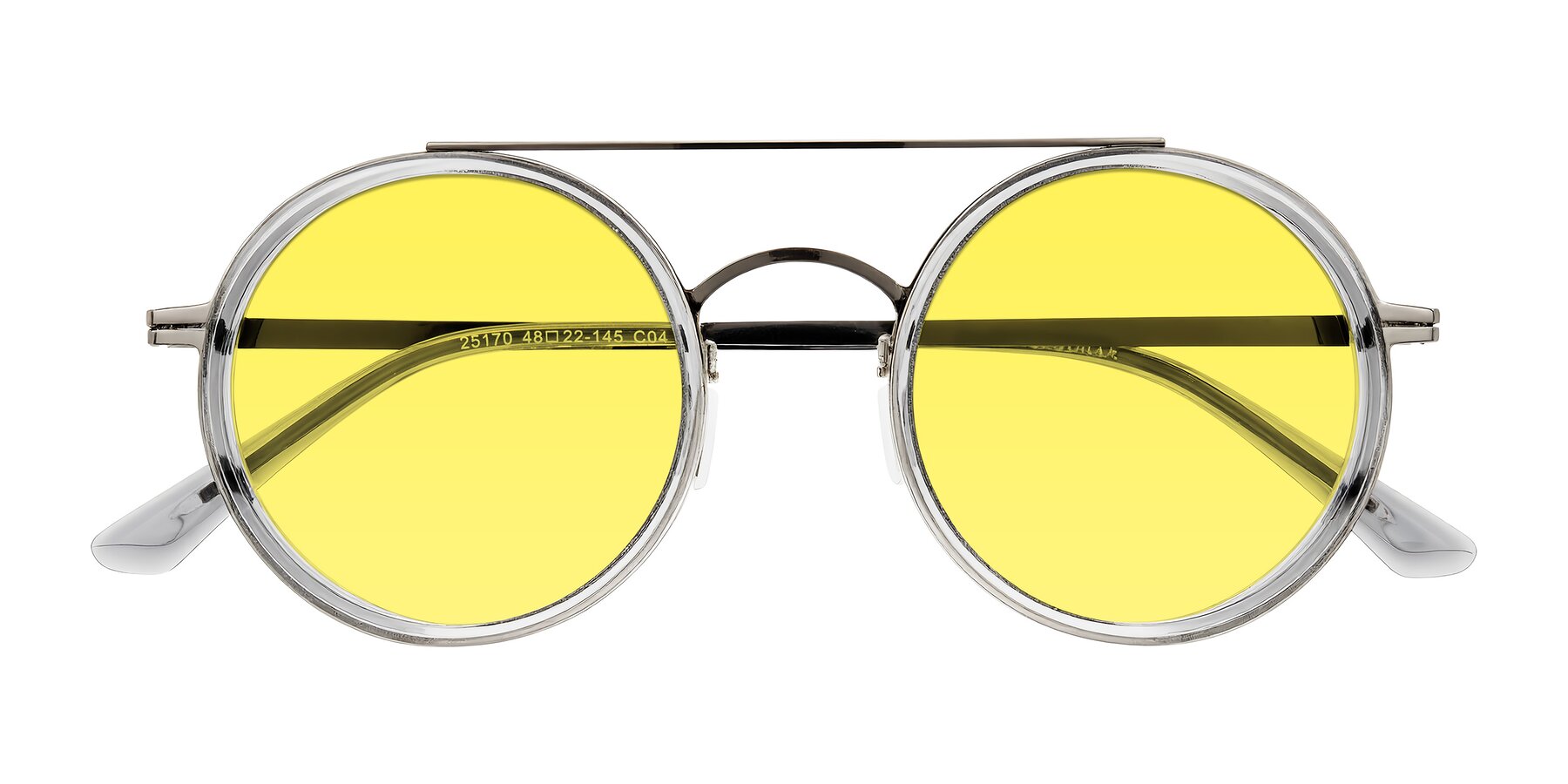 Folded Front of Lodovico in Transparent Gray with Medium Yellow Tinted Lenses