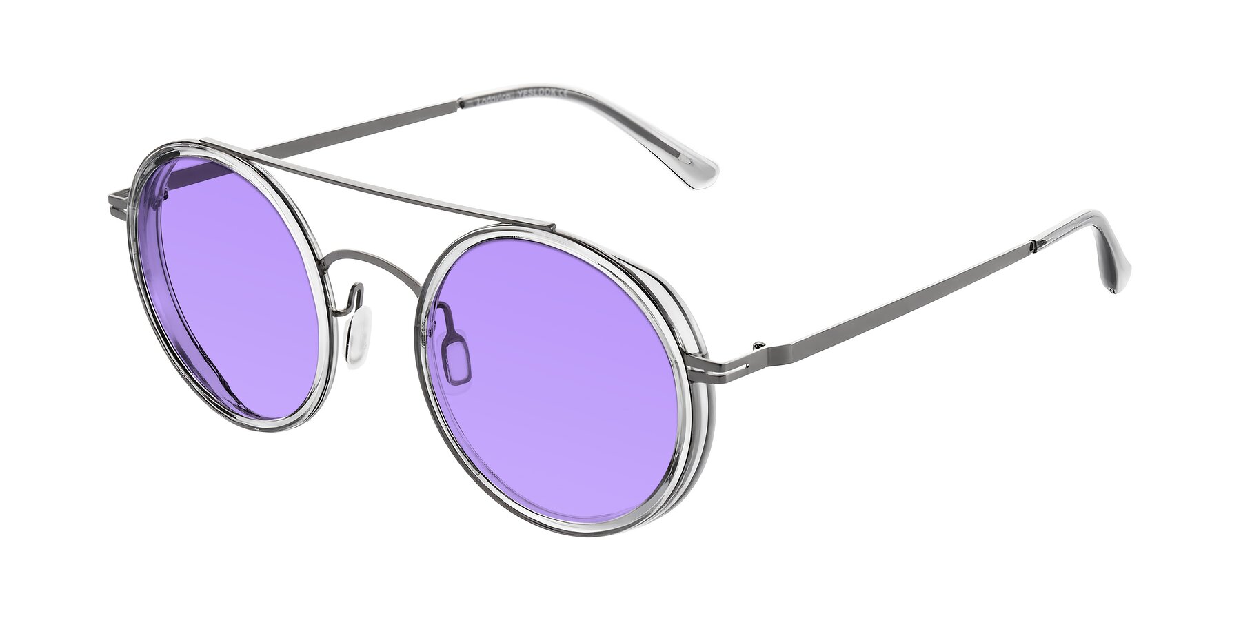 Angle of Lodovico in Transparent Gray with Medium Purple Tinted Lenses