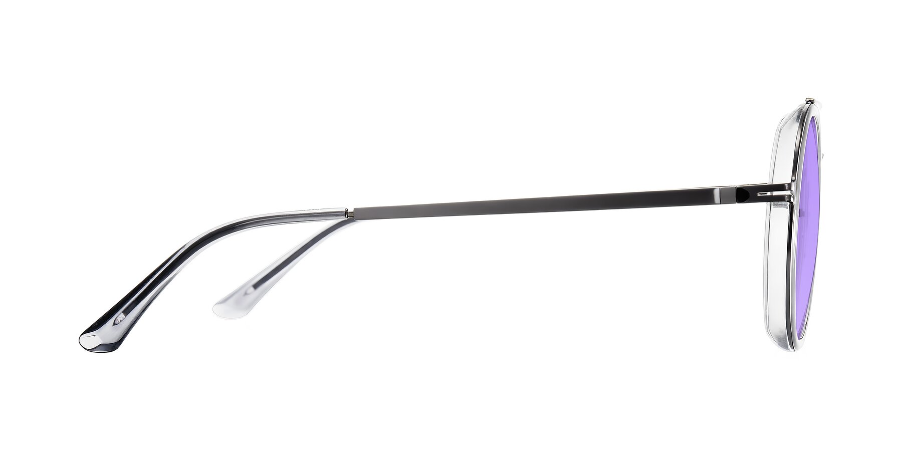 Side of Lodovico in Transparent Gray with Medium Purple Tinted Lenses