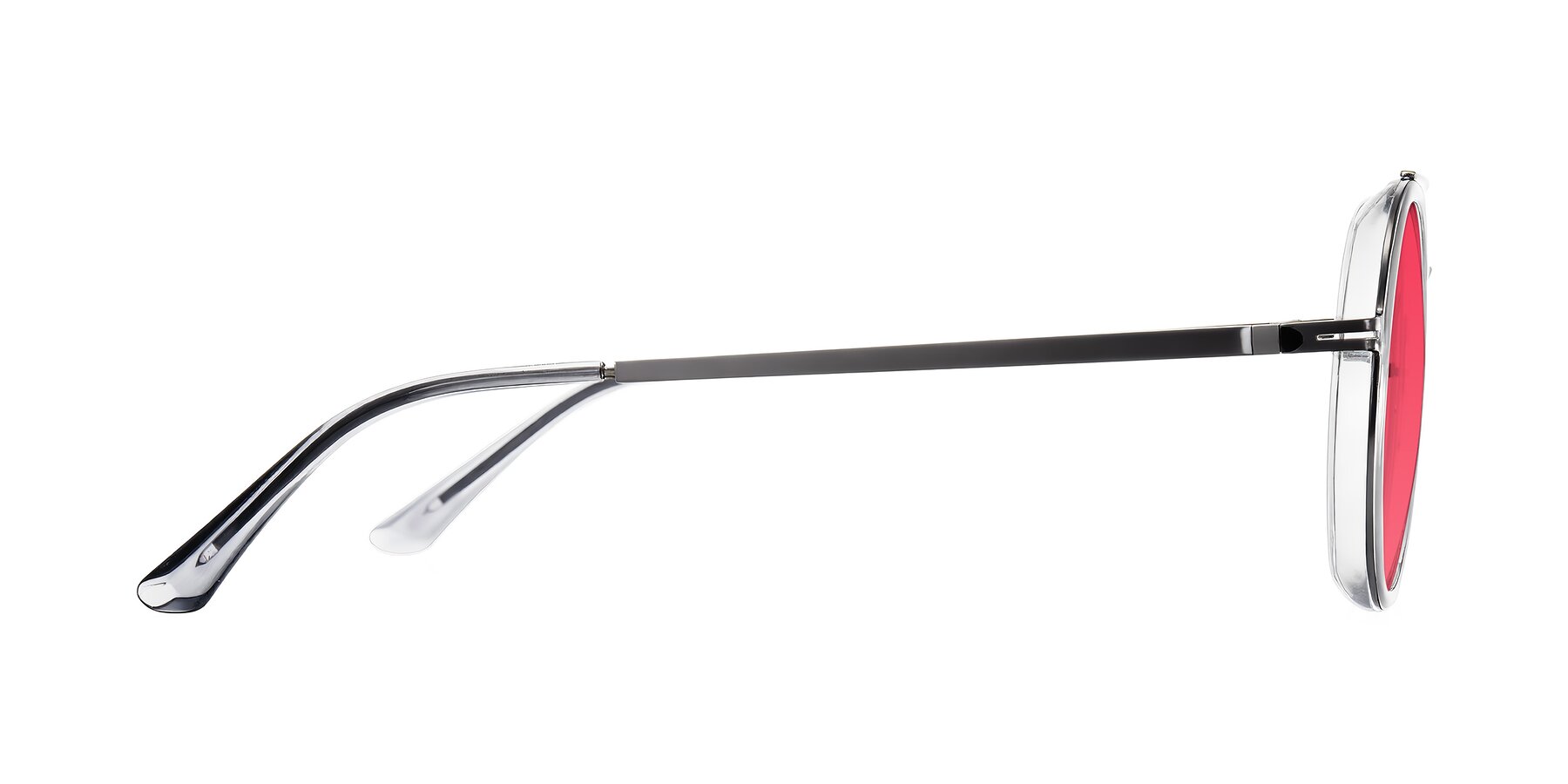 Side of Lodovico in Transparent Gray with Red Tinted Lenses