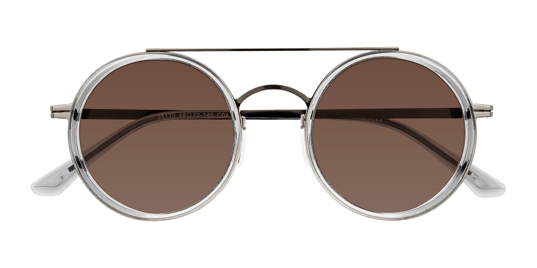 Folded Front of Lodovico in Transparent Gray with Brown Tinted Lenses