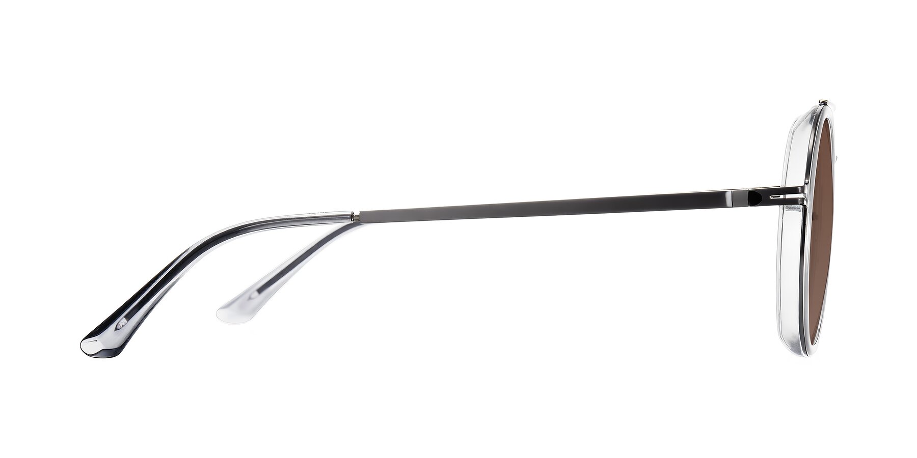 Side of Lodovico in Transparent Gray with Brown Tinted Lenses