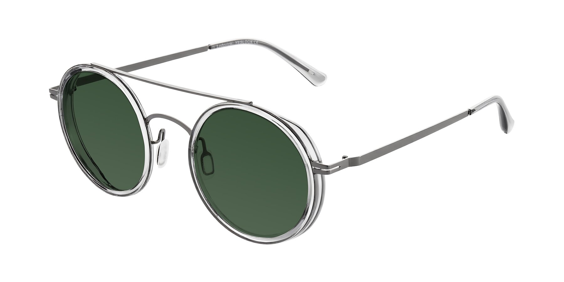 Angle of Lodovico in Transparent Gray with Green Tinted Lenses