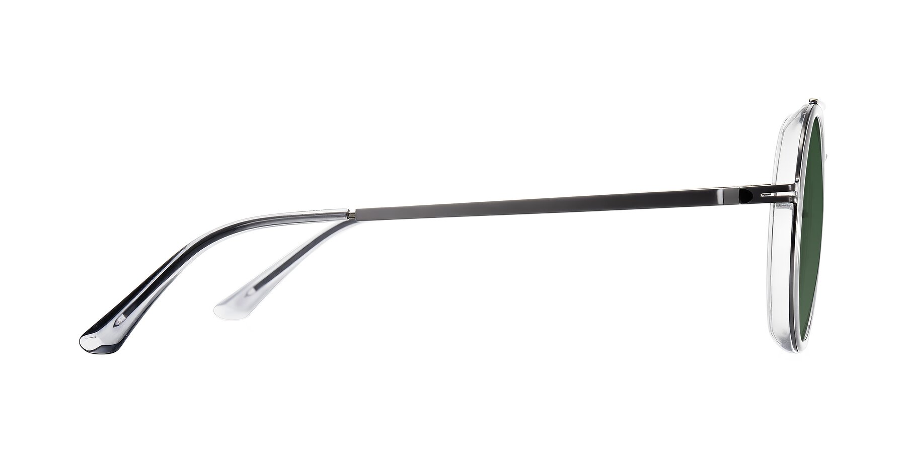 Side of Lodovico in Transparent Gray with Green Tinted Lenses