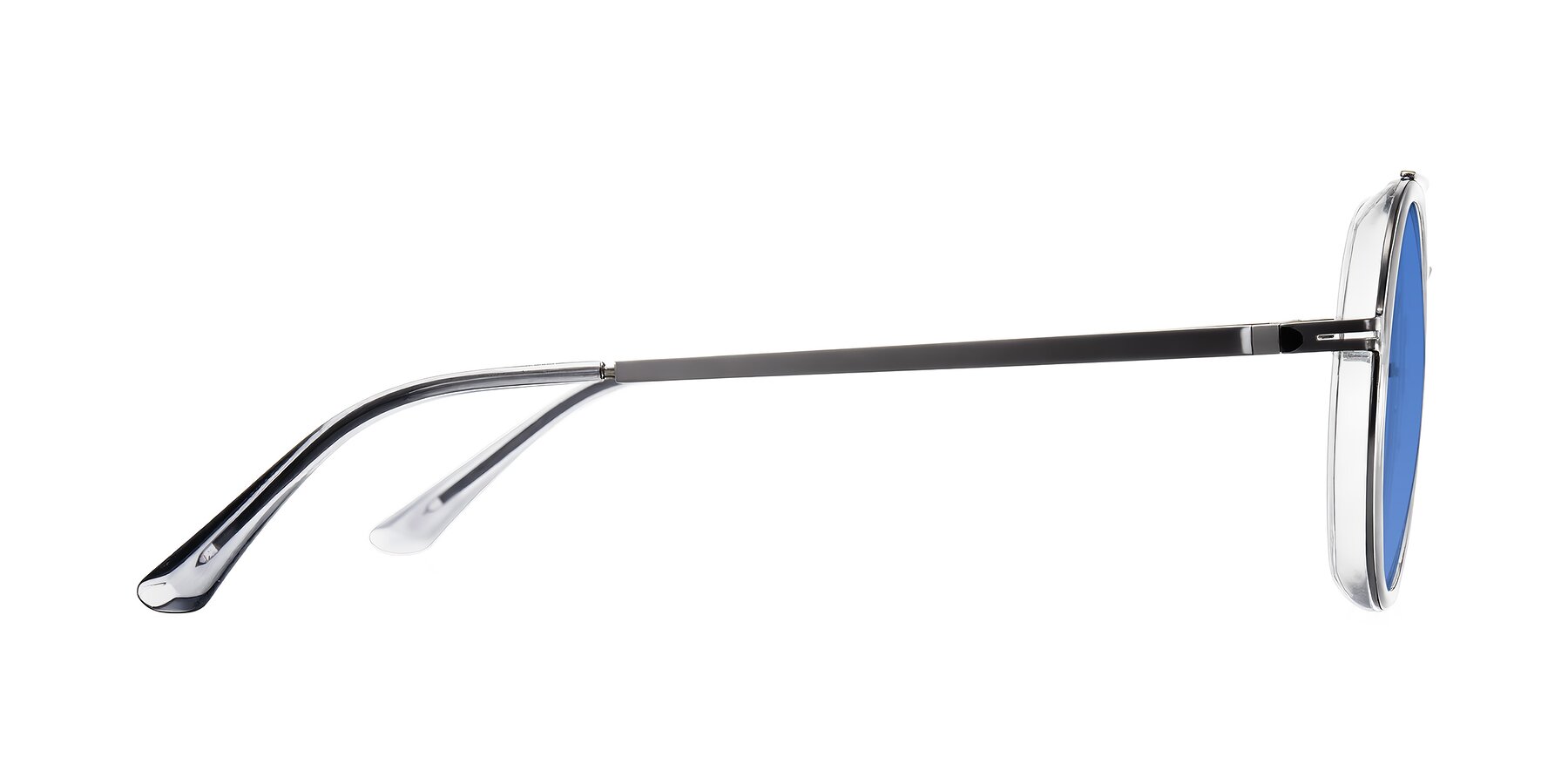 Side of Lodovico in Transparent Gray with Blue Tinted Lenses