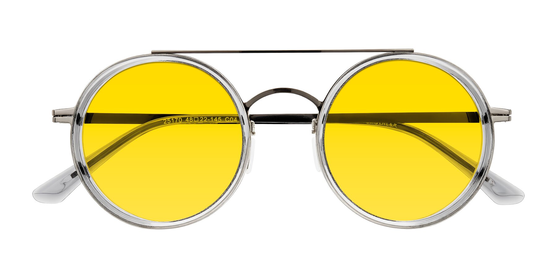 Folded Front of Lodovico in Transparent Gray with Yellow Tinted Lenses