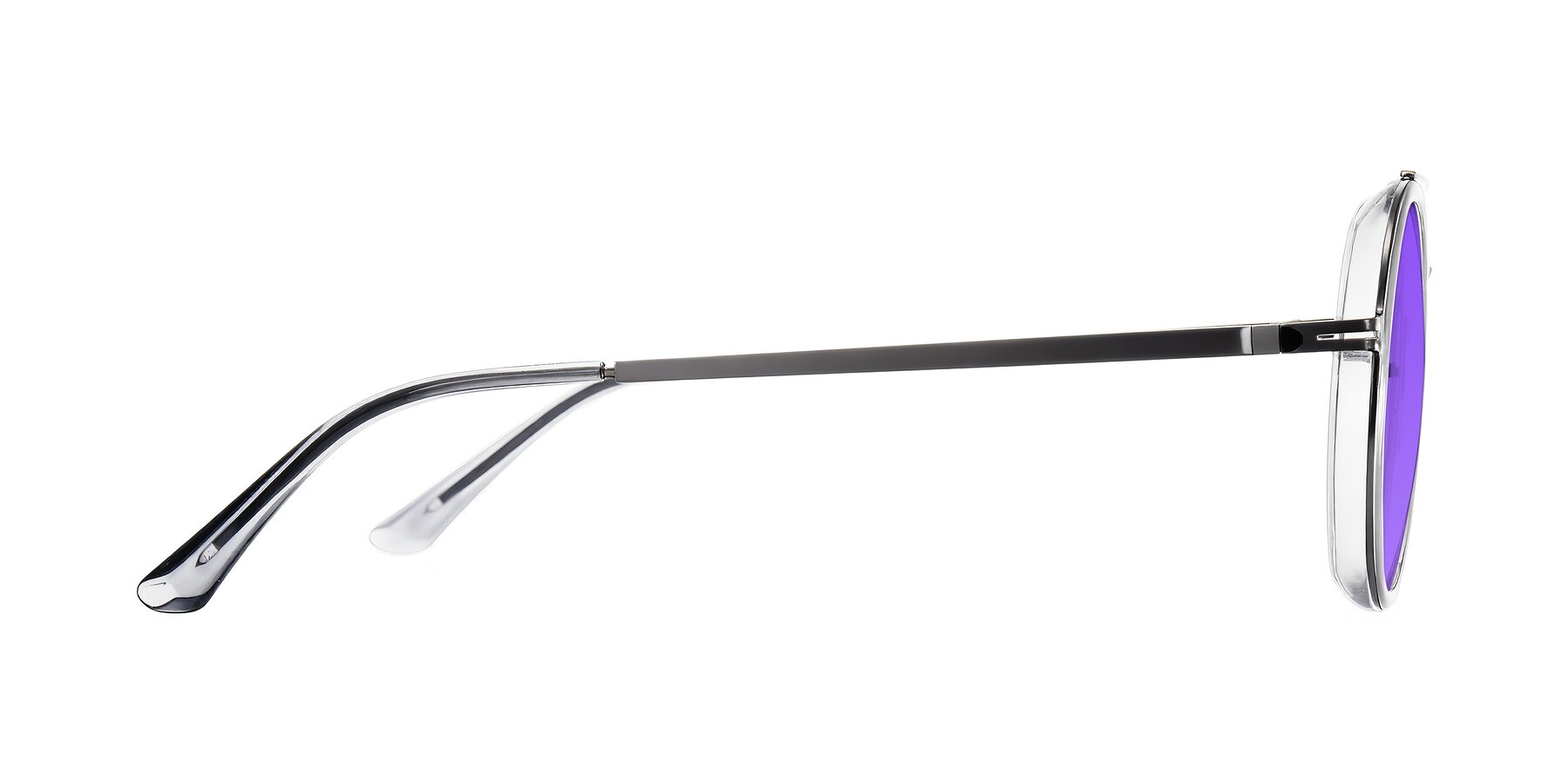 Side of Lodovico in Transparent Gray with Purple Tinted Lenses