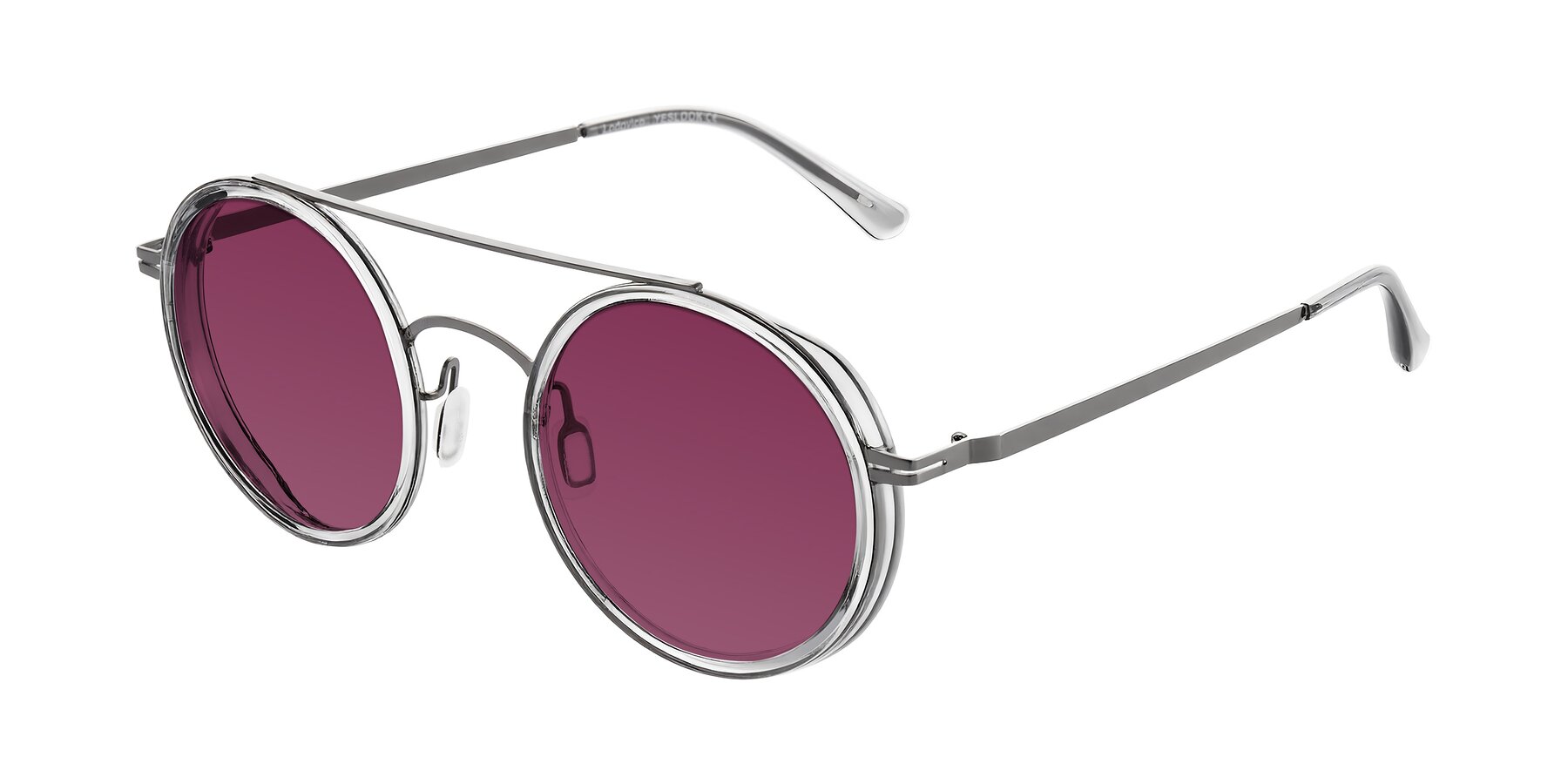 Angle of Lodovico in Transparent Gray with Wine Tinted Lenses