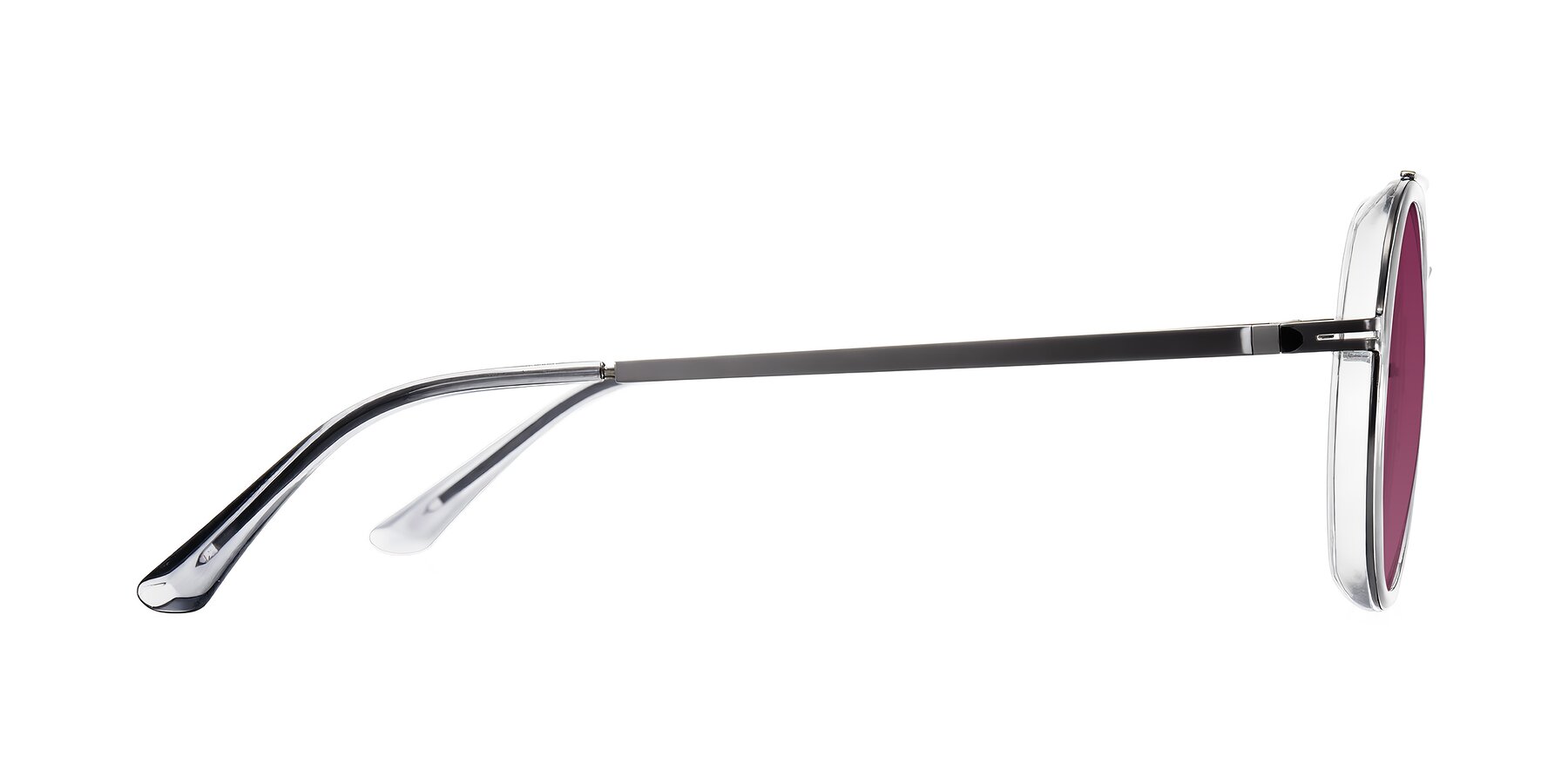 Side of Lodovico in Transparent Gray with Wine Tinted Lenses