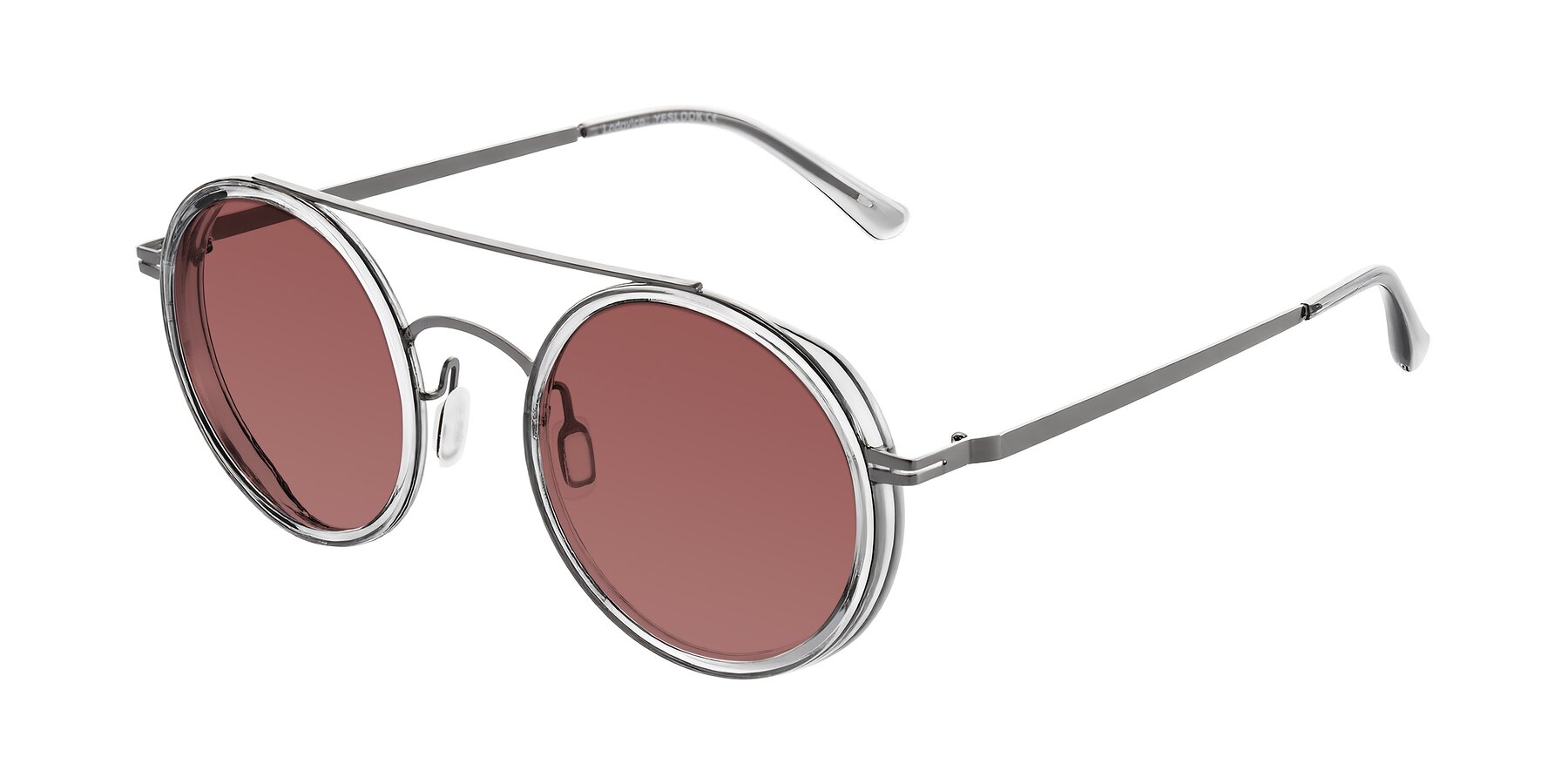 Angle of Lodovico in Transparent Gray with Garnet Tinted Lenses