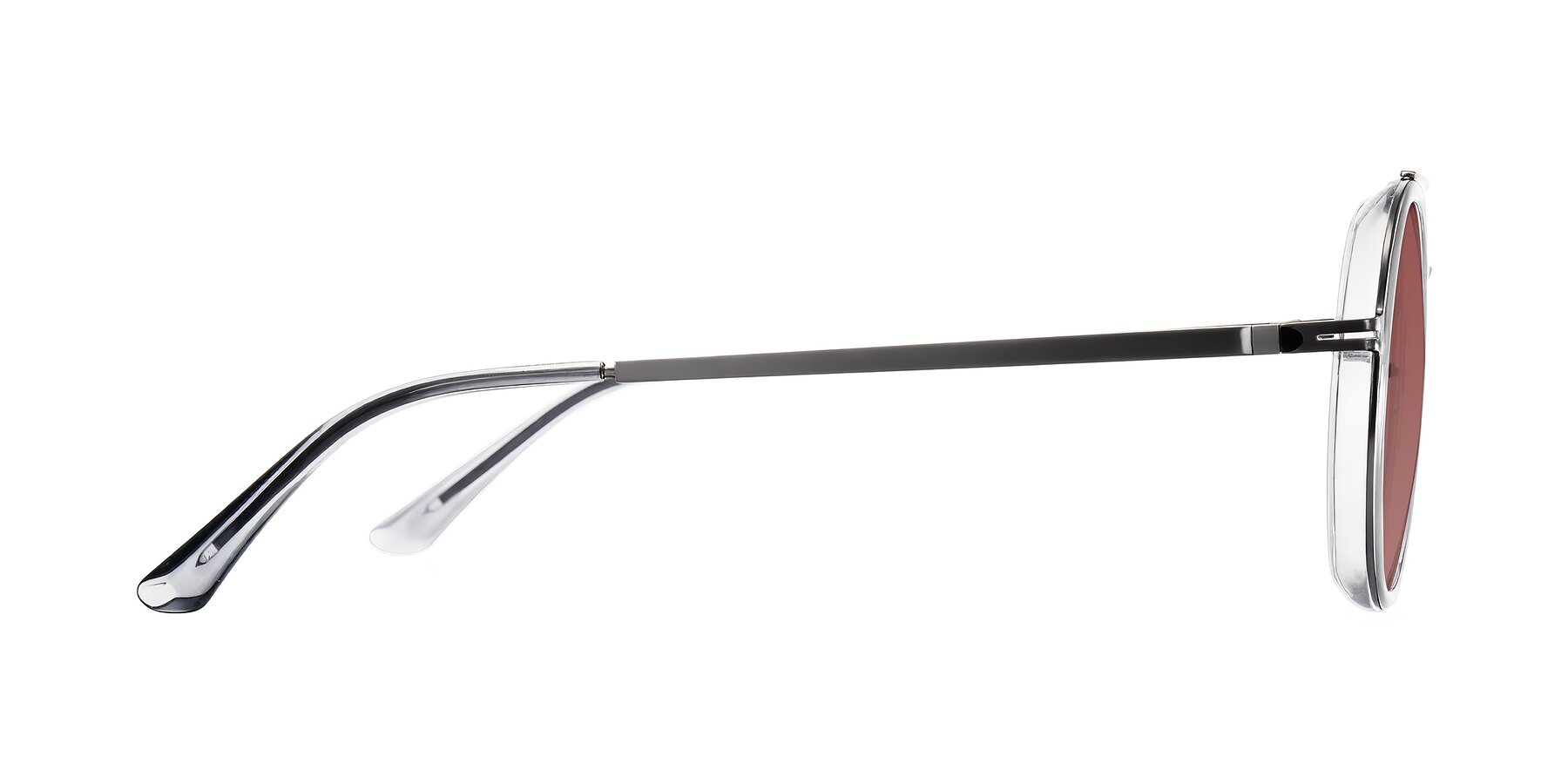 Side of Lodovico in Transparent Gray with Garnet Tinted Lenses