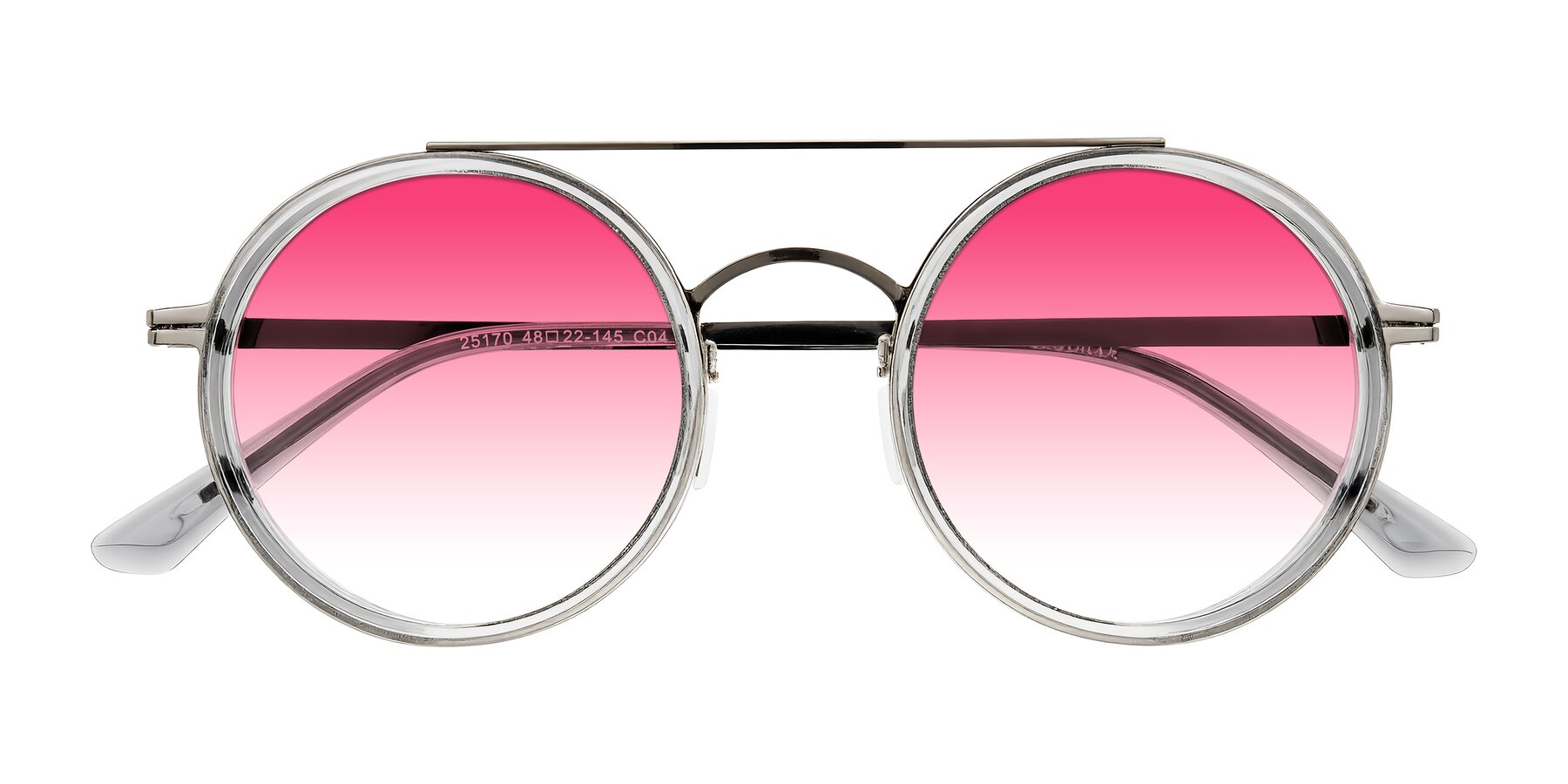Folded Front of Lodovico in Transparent Gray with Pink Gradient Lenses