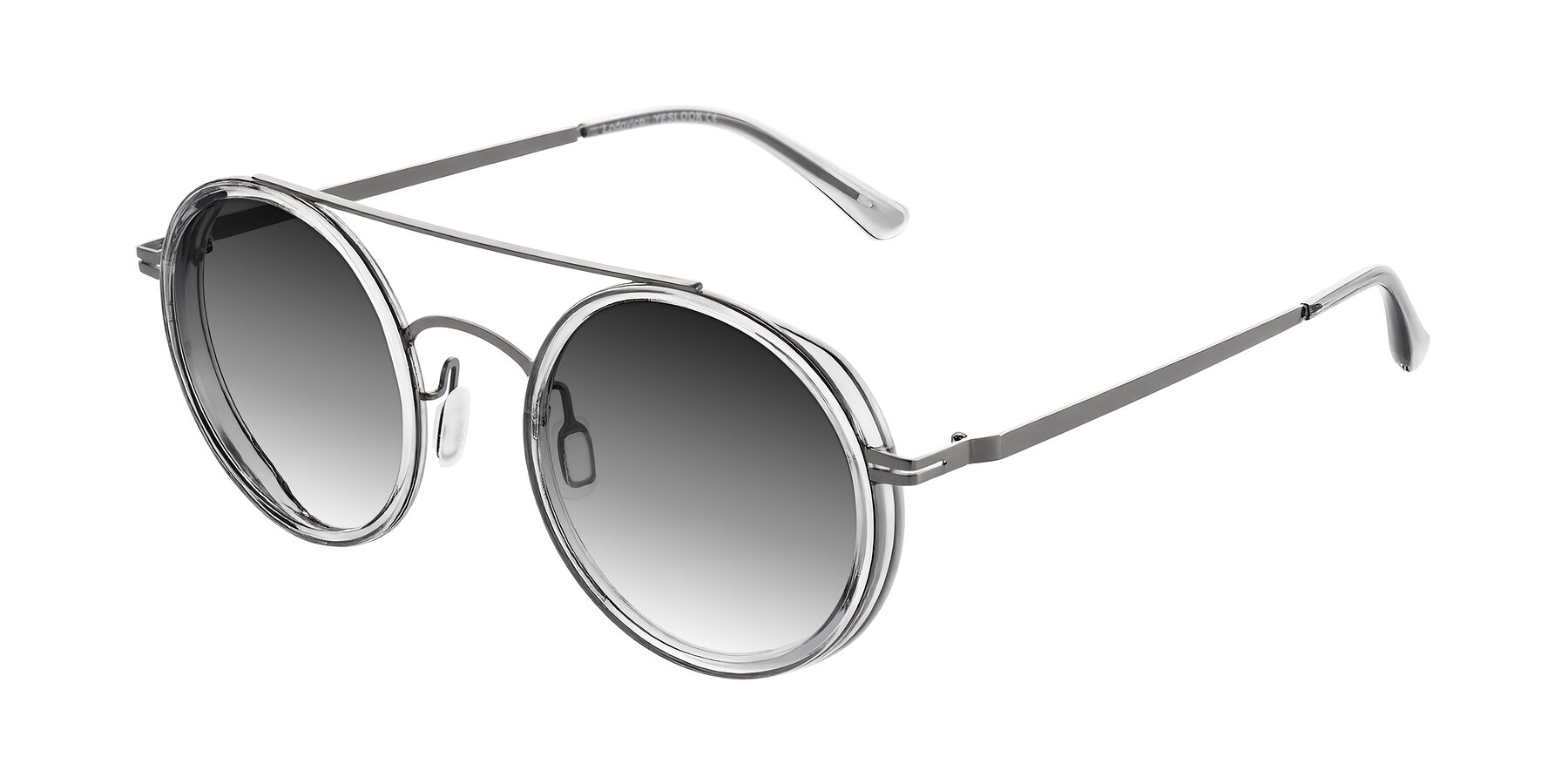 Angle of Lodovico in Transparent Gray with Gray Gradient Lenses