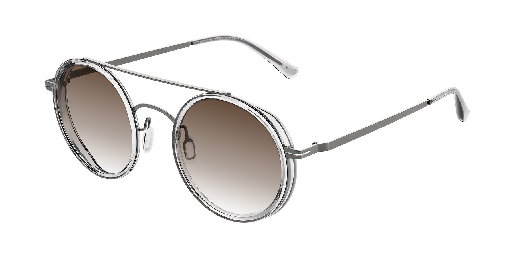 Angle of Lodovico in Transparent Gray with Brown Gradient Lenses