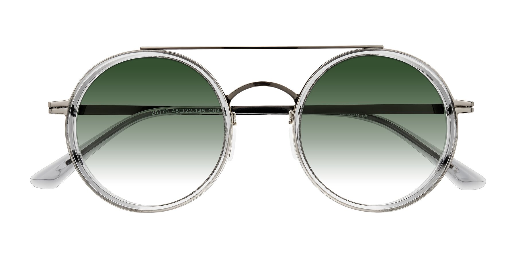 Folded Front of Lodovico in Transparent Gray with Green Gradient Lenses
