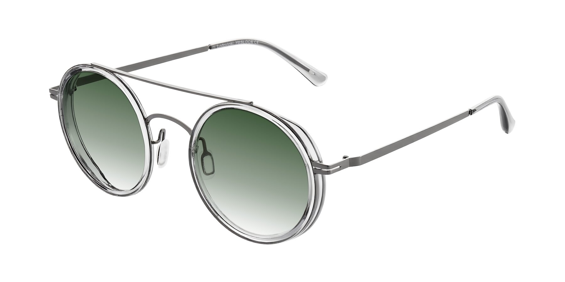 Angle of Lodovico in Transparent Gray with Green Gradient Lenses