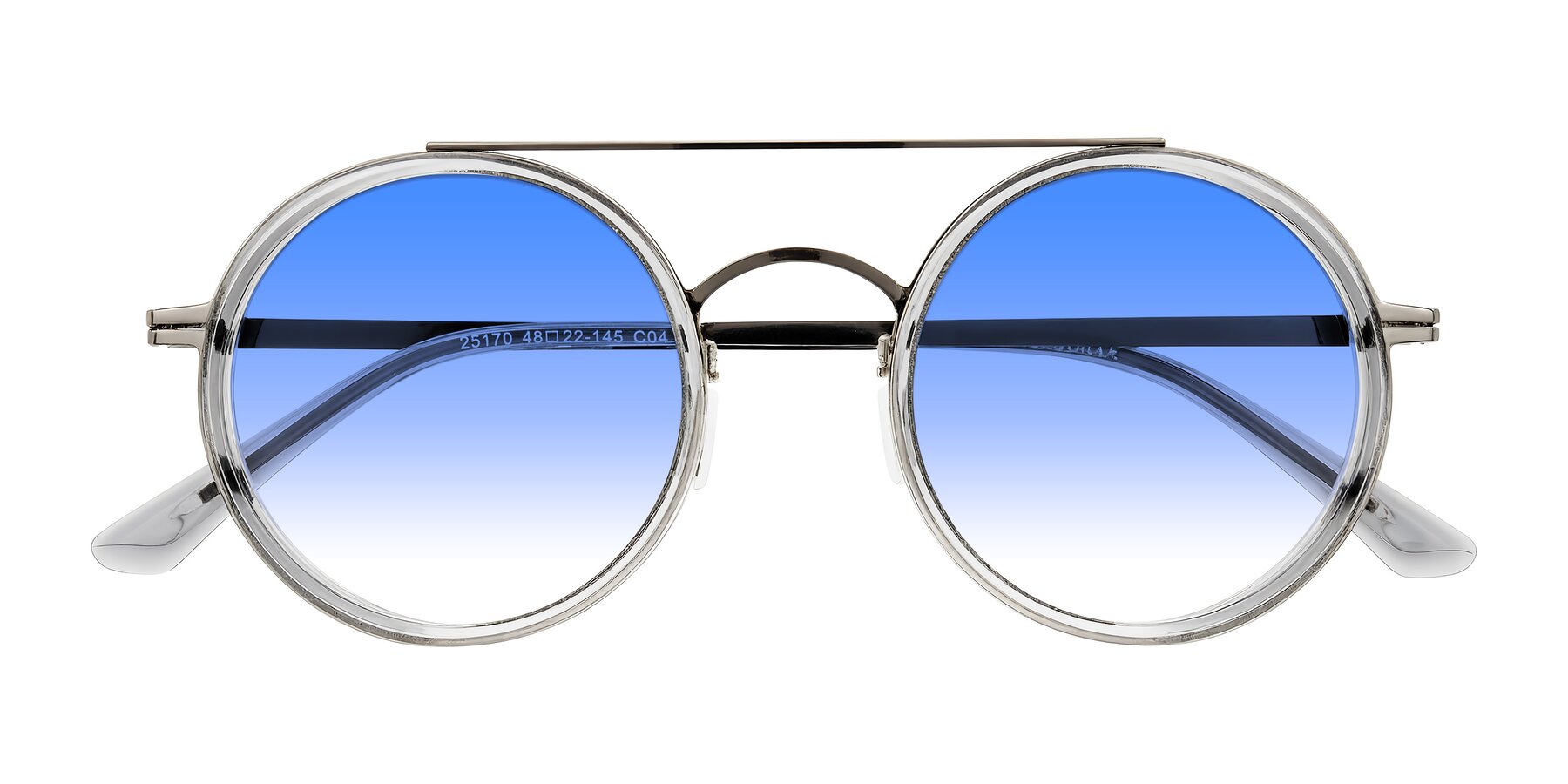 Folded Front of Lodovico in Transparent Gray with Blue Gradient Lenses