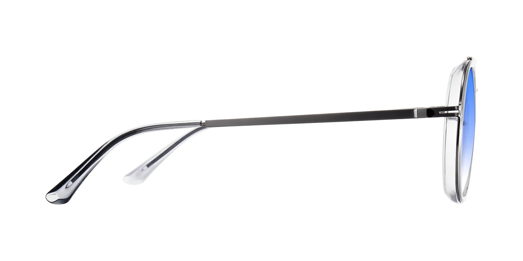 Side of Lodovico in Transparent Gray with Blue Gradient Lenses