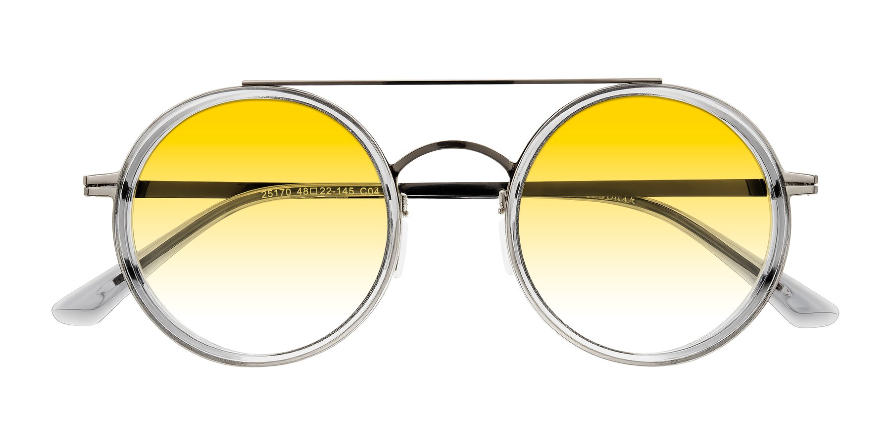 Folded Front of Lodovico in Transparent Gray with Yellow Gradient Lenses