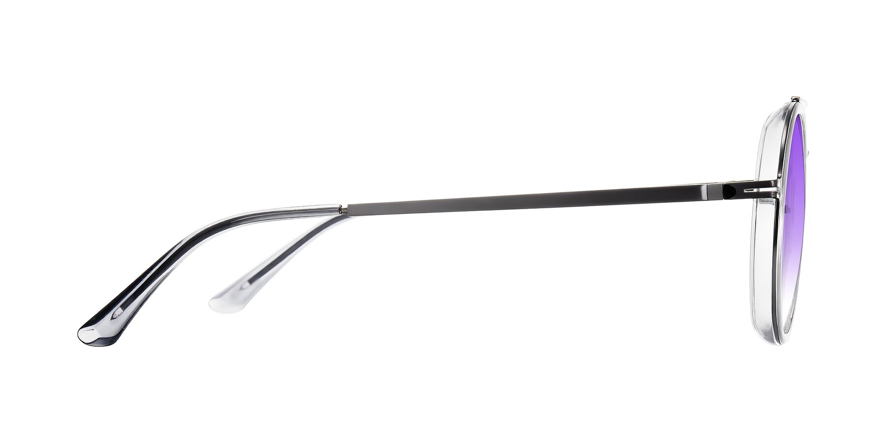 Side of Lodovico in Transparent Gray with Purple Gradient Lenses