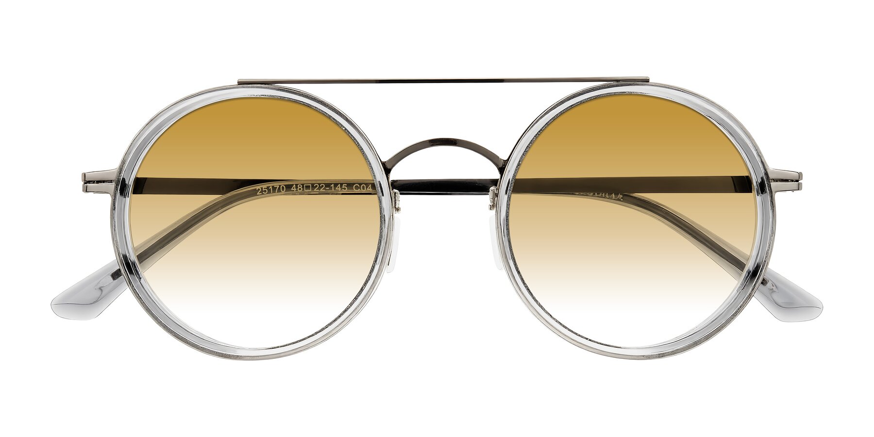 Folded Front of Lodovico in Transparent Gray with Champagne Gradient Lenses