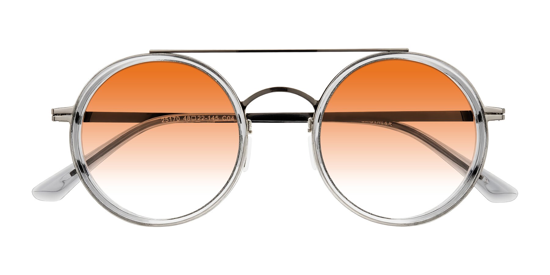 Folded Front of Lodovico in Transparent Gray with Orange Gradient Lenses