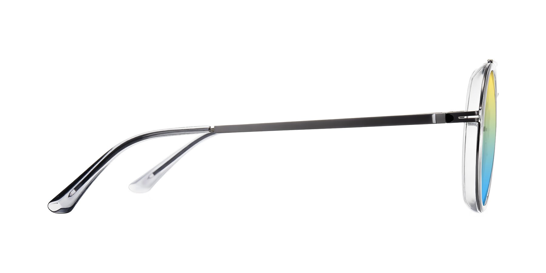 Side of Lodovico in Transparent Gray with Yellow / Blue Gradient Lenses