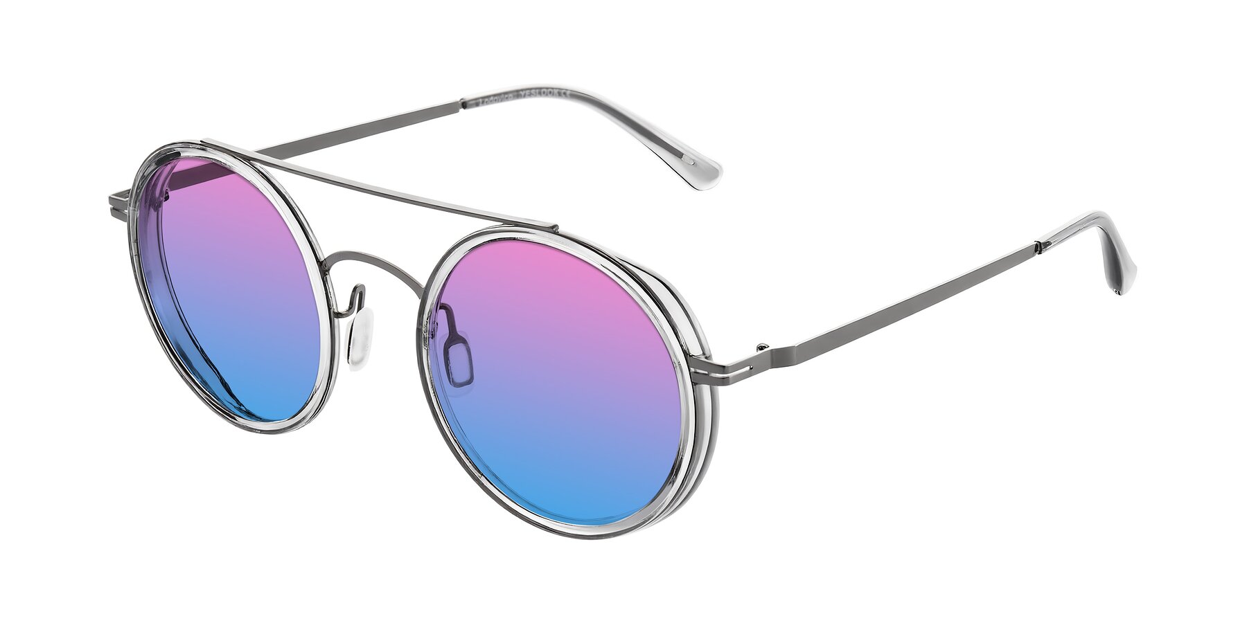 Angle of Lodovico in Transparent Gray with Pink / Blue Gradient Lenses